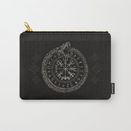 Vegvisir with Ouroboros and runes Carry-All Pouch | Irish, Treeoflife, Graphicdesign, Symbol, Celtic, Wooden, Celticknot, Gaelic, Dark, Yggdrasil 