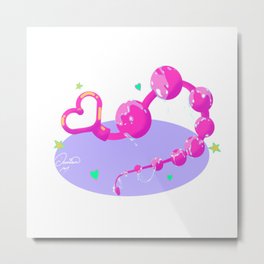 Lovely beads Metal Print | Digital, Adult, Lgbtq, Adorable, Uncensored, Pink, Cute, Graphicdesign, Adulttoy, Sex 