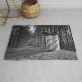 The Rest House Rug | Restarea, Digital, Resthouse, Toilet, Loo, Bw, Conservation, Black And White, Ontario, Forestpath 