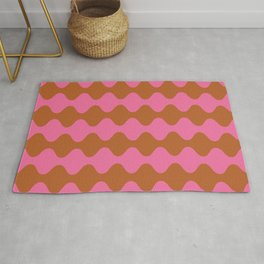 Hourglass (Rust and Pink) Rug | Curves, Warm, Symmetry, Geometrical, Minimal, Waved, Pattern, Hourglass, Graphicdesign, Wavy 