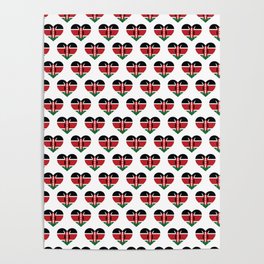 Kenya Love flag Motif Repeat Pattern design background  Poster