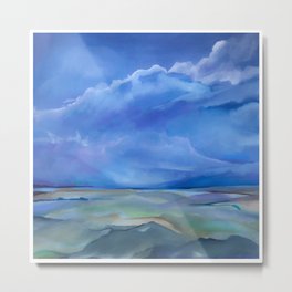 Seven Mile Thunderstorm Metal Print | Watercolor, Coast, Ocean, Beautiful, Contemporary, Thunderstorm, Sea, Coastal, Painting, Bay 