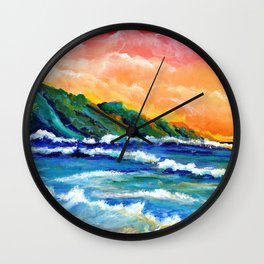 Romantic Kauai Sunset Wall Clock