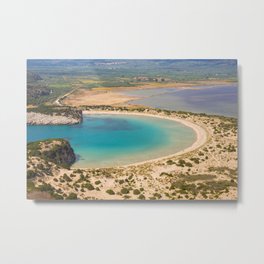 Beautiful lagoon of Voidokilia from a high point of view, Messenia, Greece Metal Print | Beach, Lagoon, Digital, Summer, Greece, Color, Photo, Sea 