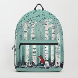 The Birches Backpack | Summer, Nature, Wildlife, Fox, Woods, Forest, Mint, Landscape, Birch, Green 