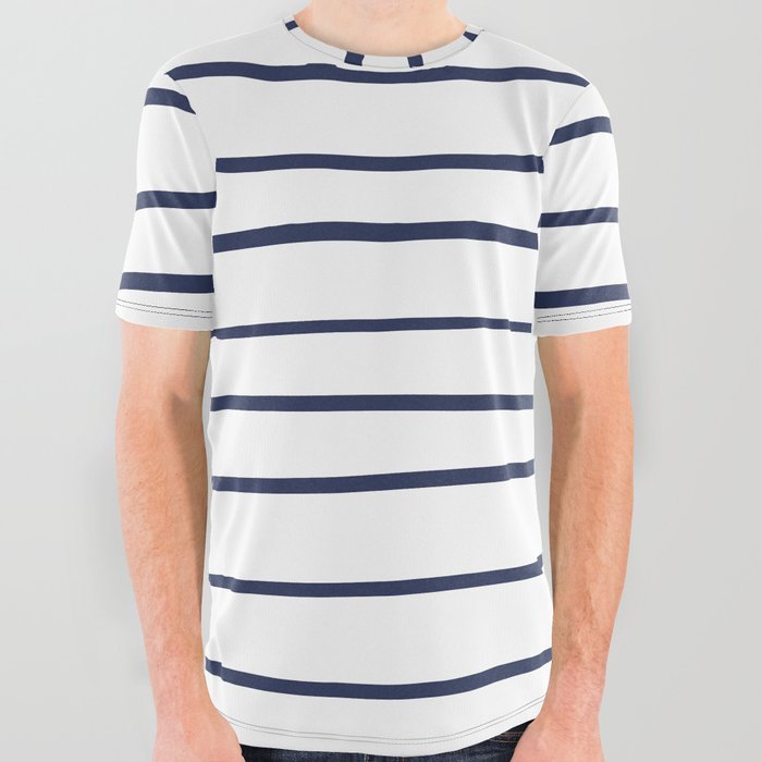 Pantone Blue Depths 193940 Hand Drawn Horizontal Lines on White All