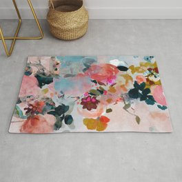 floral bloom abstract painting Rug | Watercolor, Digital, Acrylic, Soft, Blush, Painting, Curated, Romantic, Pastel, Modern 