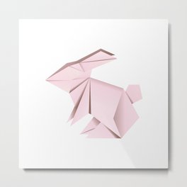 Pink origami bunny Metal Print | Chinese, Greeting, Easterbunny, Chuseok, Graphicdesign, Bunny, Midautumnfestival, Traditional, Rabbit, Moon 