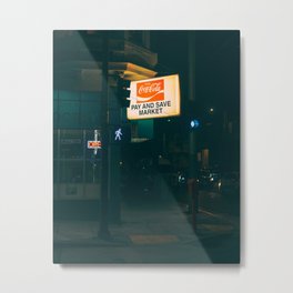 Pay and Save Market 01 Metal Print | Cute, Font, Tintsandshades, Window, Historic, Urban, Automotivelighting, Old, Billboard, Nostalgic 