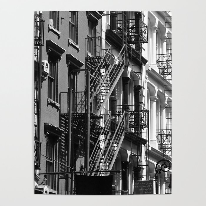 Cast iron antique brownstone fire escapes of New York, Harlem, Brooklyn