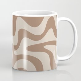 Liquid Swirl Contemporary Abstract Pattern in Chocolate Milk Brown and Beige Coffee Mug | Retro, Brown, Kierkegaarddesign, Abstract, Cocoa, Boho, Digital, Mocha, Graphicdesign, Aesthetic 