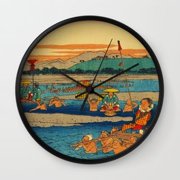 Porters Carry Travelers at Kanaya Japan Wall Clock | Ukiyo E, Asia, Posters, Asian, Old, Nippon, River, Nihon, Orient, Oriental 