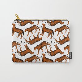 Tigers (White and Orange) Carry-All Pouch | Wild, Pattern, Tiger, Colorful, Vibrant, Curated, Pop, Drawing, Cats, Panthera 