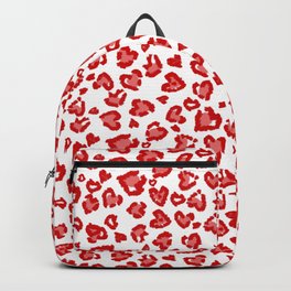 Valentine Leopard Pattern in Red and White Backpack | Digital, Pattern, Leopard, Sweetheart, Leopardpattern, Love, Valentineday, Pop Art, Heartpattern, Valentines 