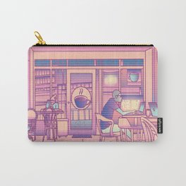 Vaporwave Coffee Shop Carry-All Pouch | Digital, Japanese, Gift, Coffee, Manga, Purple, Asian, Anime Aesthetics, Blue, Pink 