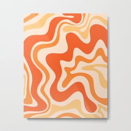 Tangerine Liquid Swirl Retro Abstract Pattern Metal Print | Cool, Modern, Hippie, Aesthetic, Digital, Trendy, Pattern, 60S, Kierkegaard Design, Psychedelic 