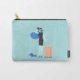 traveling is always good Carry-All Pouch | Always, Dachsund, Leave, Travel, Orange, Bighat, Someone, Graphicdesign, Hat, Woman 