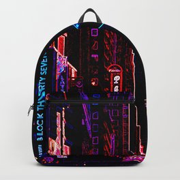 Neon City Street Backpack | Red, Digital, Vaporwave, City, Graphicdesign, Cyberpunk, 80S, Bright, Psychedelic, Japanese 