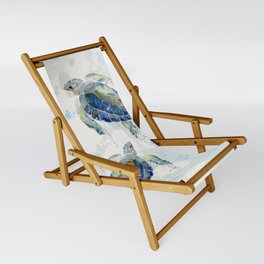 Swimming Together 2 - Sea Turtle  Sling Chair | Seaturtle, Animal, Coastal, Blue, Gift, Turtles, Illustration, Beach House Decor, Birthday, Nautical 