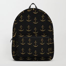 Gold anchor black nautical Backpack | Black, Classic, Nautical, Pattern, Sea, Ship, Maritime, Boat, Gold, Summer 