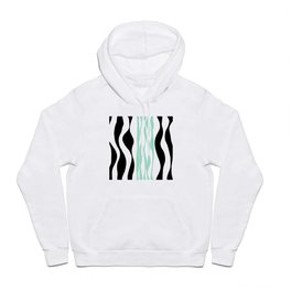 Ebb and Flow - Mint Green, White and Black Hoody | Digital, Stripes, Freehand, Mint, Abstract, Pattern, Curves, Laec, Graphicdesign, Black And White 