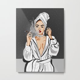 Breathe and take it in Metal Print | Smoking, Graphicdesign, Women, Chill, Showerfresh, Drawing, Dope, Digital, Night 