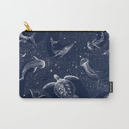 Cosmic Ocean Carry-All Pouch | Blue, Digital, Hammerheadshark, Fish, Nature, Animal, Pattern, Orca, Drawing, Painting 