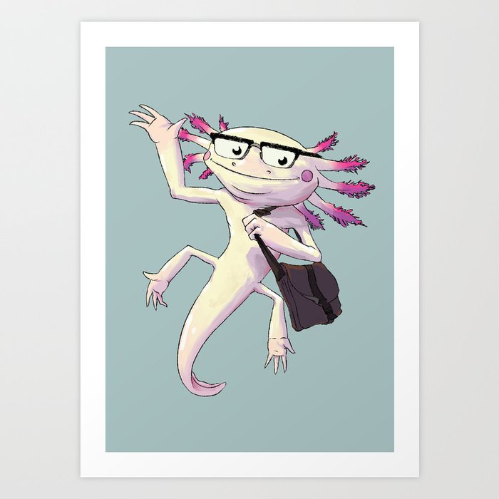 A is for Axolotl Art Print | Animals, Illustration, Painting, Digital