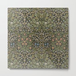 William Morris Vintage Blackthorn Green Charcoal Metal Print | Nature, Vintage, Flower, William Morris, Retro, Style, Floral, Antique, Leaves, Fabric 