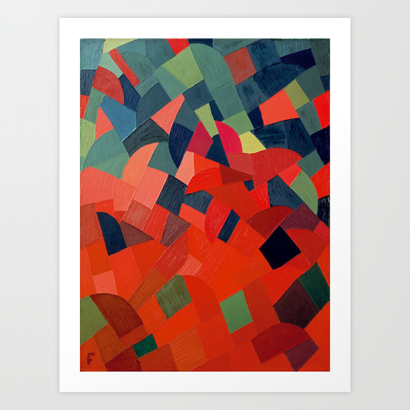 Grun Rot Otto Freundlich 1939 Abstract Art Mid Century Modern Geometric Colorful Shapes Hard Edge Art Print By Enshape Society6