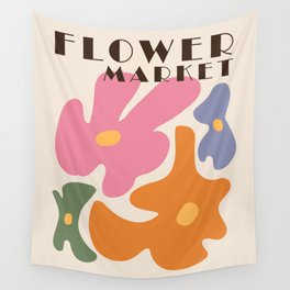 Flower market print, Colorful retro print, Indie decor, Cottagecore, Fun art, Posters aesthetic, Abstract flowers Wall Tapestry | Midcenturymodern, Magazine, Cute, Colorful, Positive, Flower, Drawing, Exhibition, Psychedelic, Aesthetic 