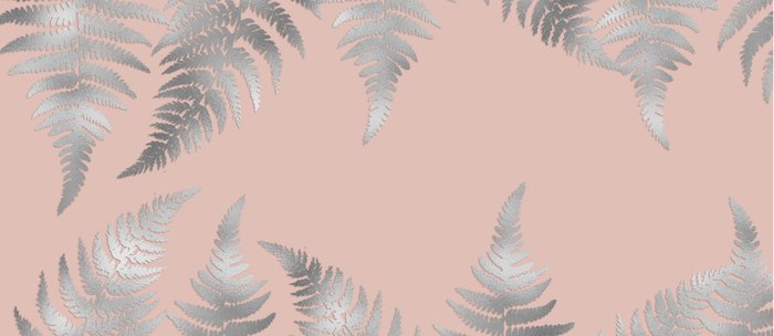Silver Fern Leaves On Rosegold Background Abstract Pattern