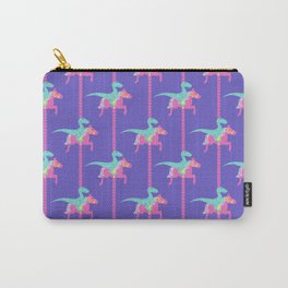 Velociraptor Carousel Carry-All Pouch | Kids, Dino, Carousel, Violet, Pattern, Graphicdesign, Digital, Fair, Colorful, Vector 
