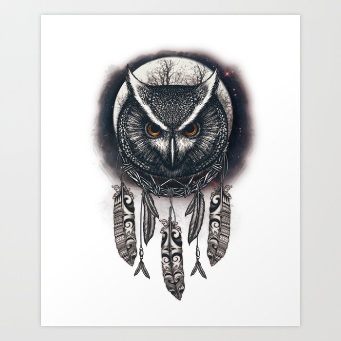 Dreamcatcher Owl Art Print By Markstockton Society6