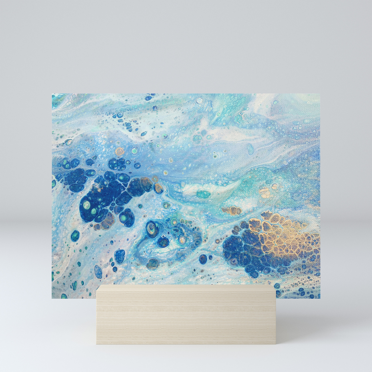 Under The Sea Blue Abstract Acrylic Pour Art Mini Art Print By