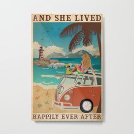 And She Lived Happily Ever After Beach Dog Hippie Metal Print | Animal, Doggo, Furries, Dawg, Dog, Quote, Graphicdesign, Dogbreeds, Puppies, Pup 