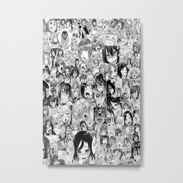 Ahegao Hentai  Metal Print | Otaku, Pattern, Geek, Ahegao Face, Painting, Black, Fella, Emoji, Sexy, Hentai 
