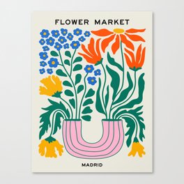 Flower Market 04: Madrid Canvas Print | Art, Flower, Boho, Travel, Graphicdesign, Bouquet, Modern, Retro, Plants, Colorful 