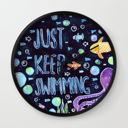 Just Keep Swimming Wall Clock