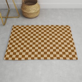 Tan Brown and Chocolate Brown Checkerboard Rug