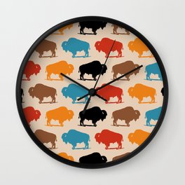 Colorful Buffalo Bison Pattern 278 Wall Clock | Buffalopattern, Pattern, Decor, Southwest, Native, Bison, American, Nature, Curated, Wildlife 