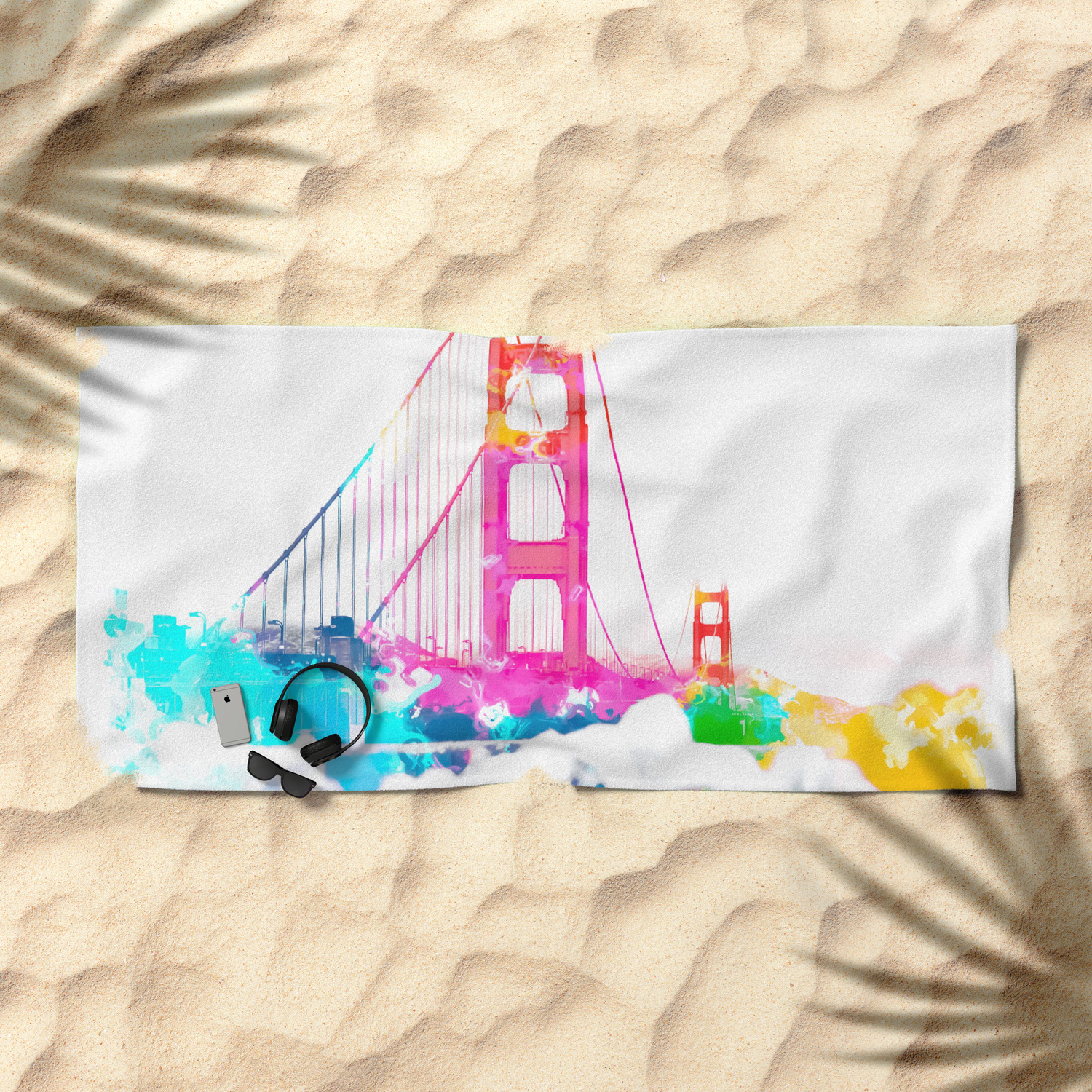 Golden Gate Bridge San Francisco Usa With Colorful Painting