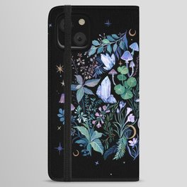 Mystical Garden iPhone Wallet Case | Mushroom, Dark, Flower, Mystical, Floral, Nature, Witch, Moon, Painting, Crystal 