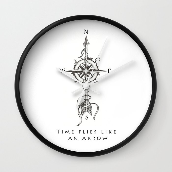 Time flies like an arrow (tattoo style) Wall Clock by Beatrizxe | Society6