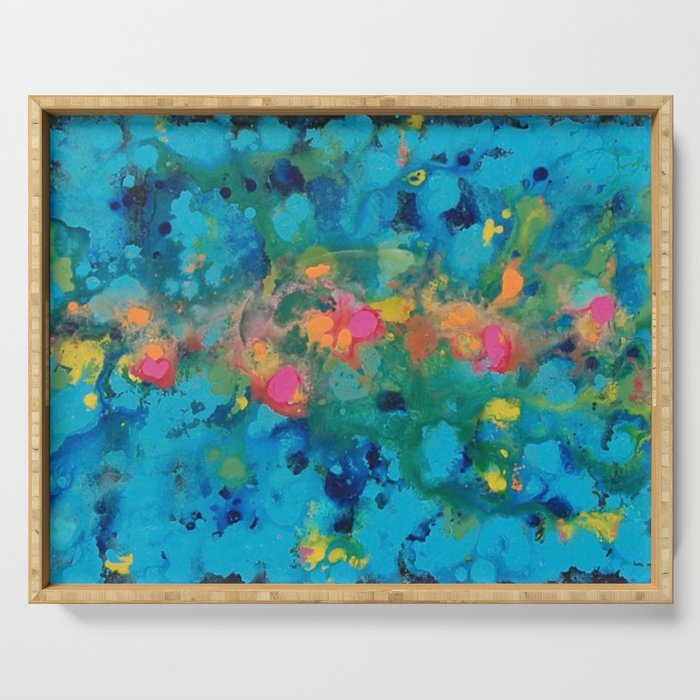 Unknown Years Abstract Art In Teal Pink Yellow Green And