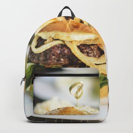 Juicy beef burger food photography Backpack | Illustration, Decor, Poster, Succulent, Hamburger, Artprint, Frame, Vintage, Beefy, Old 