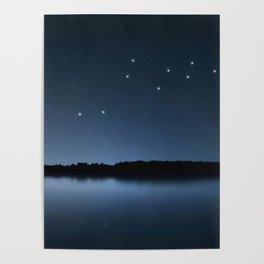 Lacerta star constellation, Night sky, Cluster of stars, Deep space, Lizard constellation Poster