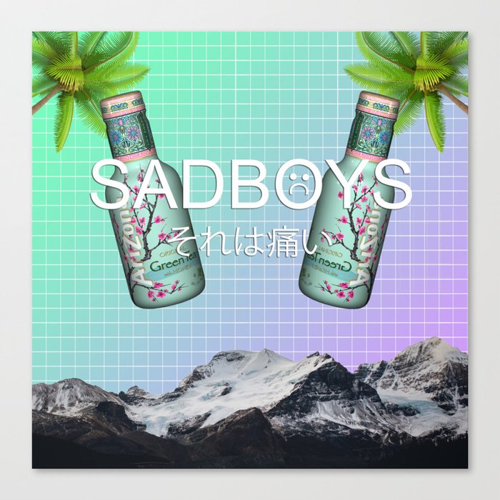 Sadboys Yung Lean Aesthetic Poster Ft Green Tea And Palm Trees Canvas Print By Alexnolasco Society6