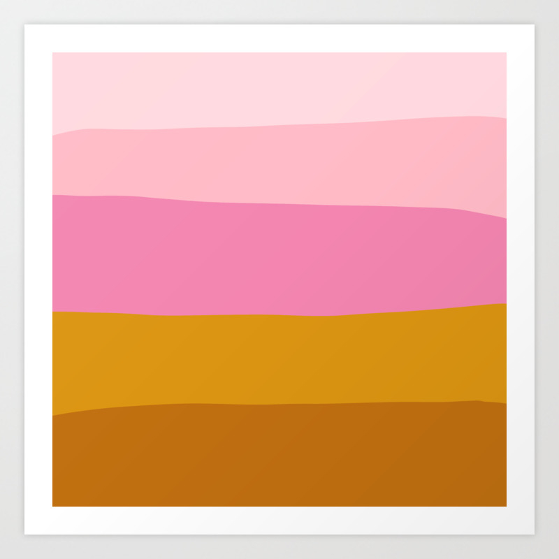 Abstract Organic Color Blocking In Pink And Honey Gold Art Print