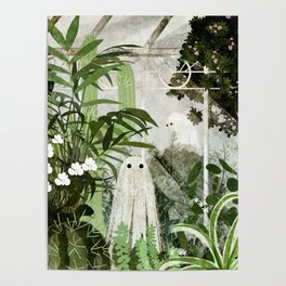There's A Ghost in the Greenhouse Again Poster | Haunt, Nature, Flowers, Plants, Glass, Painting, Digital, Exotic, Abandoned, Cacti 
